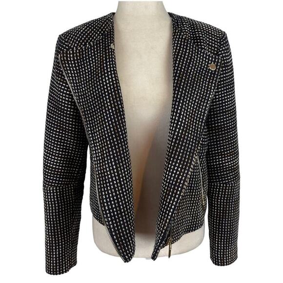 Ted Baker Colour by Numbers Julio Bouclé Black White Tweed  Jacket Corpcore SZ 4 - Picture 11 of 16